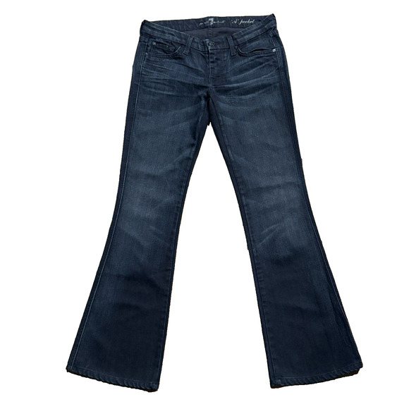7 for All Mankind Women's A Pocket Jeans Size 28 Flare Bootcut Dark Wash EUC - Picture 1 of 13
